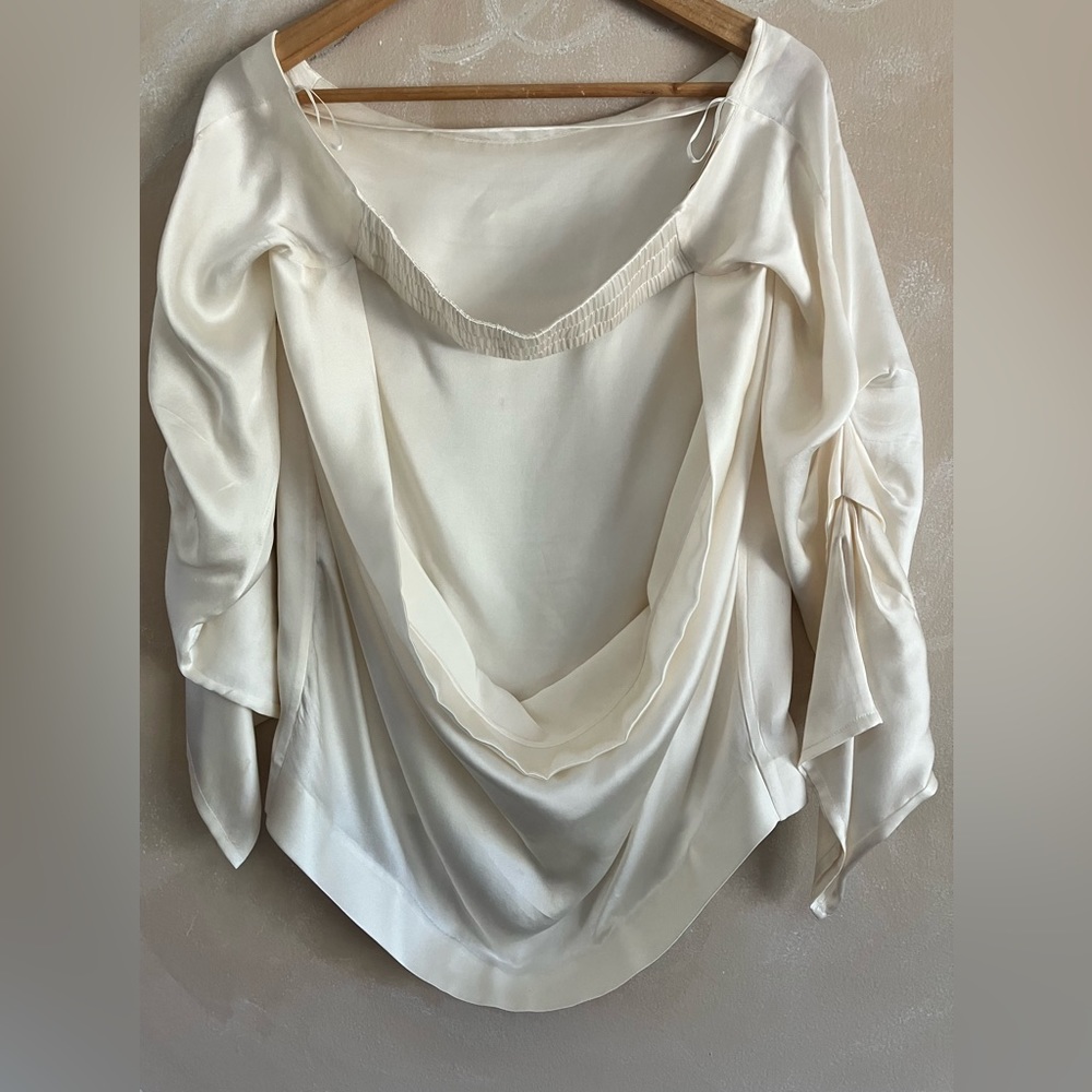 Misha Collection Backless Ivory Silk Blouse sz 4
